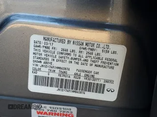 2017 Infiniti Q50 3.0t Signature Edition with VIN JN1EV7AR1HM840874, listed as a Copart auction lot 80131114 with 118,979 mi miles and Salvage Title. Bid and sale history available at carsss.com. Image 13.