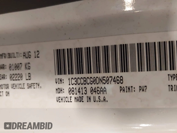 2013 Chrysler 200 Limited with VIN 1C3CCBCG0DN507468, listed as a IAAI auction lot 42001890 with 89,935 mi miles and . Bid and sale history available at DreamBid. Image 9.
