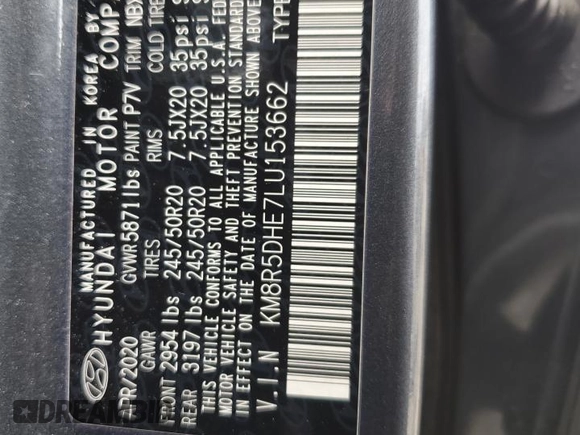 2020 Hyundai Palisade Limited with VIN KM8R5DHE7LU153662, listed as a Copart auction lot 60425625 with 36,340 mi miles and Salvage title. Bid and sale history available at DreamBid. Image 14.