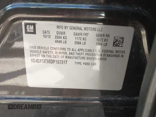 2013 Buick LaCrosse Premium 1 with VIN 1G4GF5E38DF197317, listed as a IAAI auction lot 42217095 with 202,520 mi miles and . Bid and sale history available at DreamBid. Image 9.