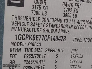 2012 Chevrolet Silverado 1500 LT with VIN 1GCPKSE77CF148478, listed as a IAAI auction lot 41907747 with 258,801 mi miles. Bid and sale history available at carsss.com. Image 9.
