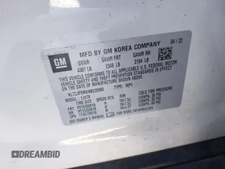 2022 Chevrolet Trax LT with VIN KL7CJPSMXNB535980, listed as a IAAI auction lot 41301578 with 35,103 mi miles. Bid and sale history available at carsss.com. Image 9.