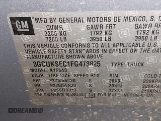 2015 Chevrolet Silverado 1500 LTZ with VIN 3GCUKSEC1FG473825, listed as a IAAI auction lot 41710553 with 212,959 mi miles and . Bid and sale history available at DreamBid. Image 9.