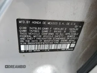 2015 Honda Fit EX-L with VIN 3HGGK5H84FM703169, listed as a Copart auction lot 57472305 with 176,377 mi miles and Salvage title. Bid and sale history available at DreamBid. Image 13.