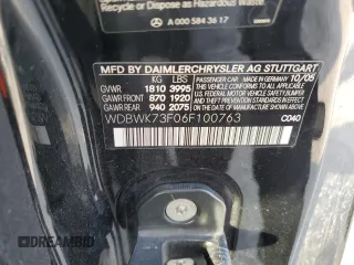 2006 Mercedes-Benz SLK-Class 5.5L AMG with VIN WDBWK73F06F100763, listed as a Copart auction lot 86308114 with 147,759 mi miles and Salvage Title. Bid and sale history available at carsss.com. Image 12.