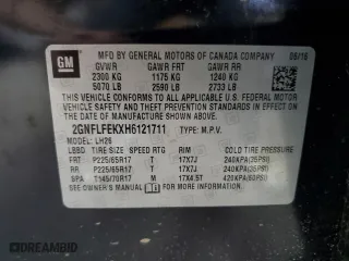 2017 Chevrolet Equinox LT with VIN 2GNFLFEKXH6121711, listed as a Copart auction lot 53075725 with 131,810 mi miles and Clean Title. Bid and sale history available at carsss.com. Image 13.