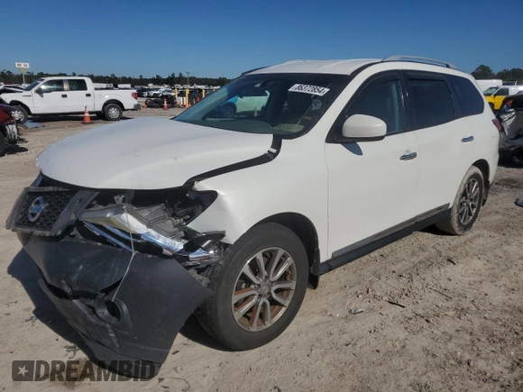 2013 Nissan Pathfinder SV with VIN 5N1AR2MM8DC657504, listed as a Copart auction lot 86372854 with 126,646 mi miles and Salvage Title. Bid and sale history available at carsss.com. Image 1.