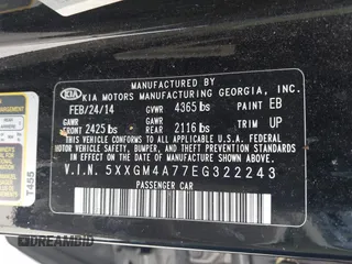 2014 Kia Optima LX z VIN 5XXGM4A77EG322243, wystawiony jako IAAI lot #42334987 z przebiegiem 141 068 mil mil oraz . Historia ofert i sprzedaży dostępna na DreamBid. Obrazek 9.