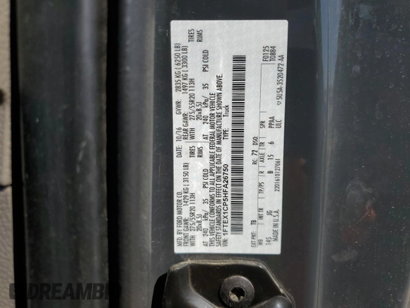 2017 Ford F-150 XL z VIN 1FTEX1CP5HFA26750, wystawiony jako Copart lot #56053885 z przebiegiem 94 797 mil mil oraz Szkoda całkowita • Salvage title. Historia ofert i sprzedaży dostępna na DreamBid. Obrazek 12.