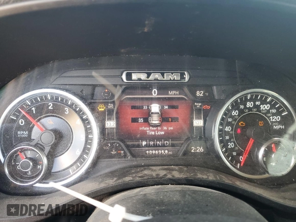 2020 Ram 1500 Laramie with VIN 1C6SRFDT2LN254099, listed as a Copart auction lot 73196044 with 109,635 mi miles and Salvage Title. Bid and sale history available at carsss.com. Image 9.