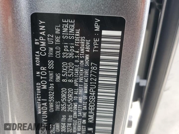 2023 Genesis GV80 with VIN KMUHBDSB4PU127787, listed as a Copart auction lot 48655305 with 42,832 mi miles and Salvage title. Bid and sale history available at DreamBid. Image 14.