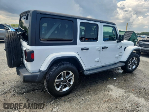 2020 Jeep Wrangler Unlimited Sahara with VIN 1C4HJXEN7LW165137, listed as a Copart auction lot 64458345 with 82,553 mi miles and Salvage title. Bid and sale history available at DreamBid. Image 3.
