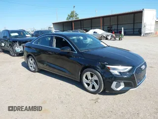 2023 Audi A3 Premium with VIN WAUAUDGY1PA070894, listed as a IAAI auction lot 42045730 with 52,397 mi miles. Bid and sale history available at carsss.com. Image 1.