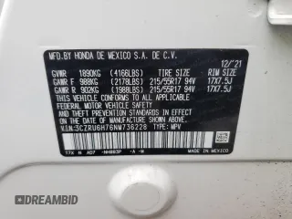 2022 Honda HR-V EX-L with VIN 3CZRU6H76NM736228, listed as a Copart auction lot 49910815 with 18,211 mi miles and Salvage Title. Bid and sale history available at carsss.com. Image 15.