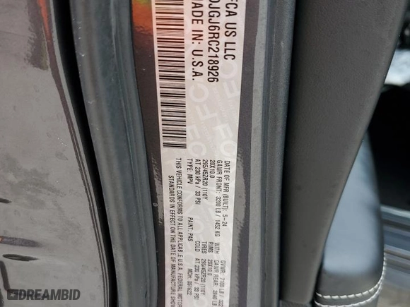 2024 Dodge Durango SRT 392 with VIN 1C4SDJGJ6RC218926, listed as a Copart auction lot 48820455 with 0 mi miles and Non Repairable. Bid and sale history available at carsss.com. Image 13.