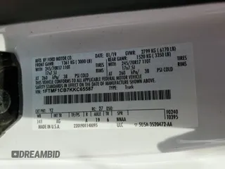 2019 Ford F-150 XL z VIN 1FTMF1CB7KKC65587, wystawiony jako Copart lot #68367244 z przebiegiem Nie podano mil oraz Szkoda całkowita • Salvage title. Historia ofert i sprzedaży dostępna na DreamBid. Obrazek 12.
