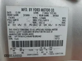 2010 Ford F-150 XL with VIN 1FTFW1CV9AFB28242, listed as a Copart auction lot 47129705 with 244,097 mi miles and Non Repairable. Bid and sale history available at carsss.com. Image 12.
