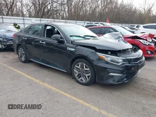 2020 Kia Optima Hybrid EX with VIN KNAGU4LE3L5037226, listed as a IAAI auction lot 40846019 with 56,378 mi miles. Bid and sale history available at carsss.com. Image 1.