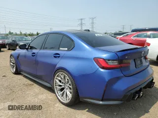 2023 BMW M3 Competition xDrive with VIN WBS43AY08PFP33058, listed as a Copart auction lot 60324825 with 19,651 mi miles and Salvage title. Bid and sale history available at DreamBid. Image 2.