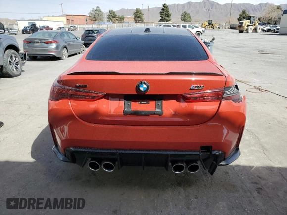 2025 BMW M4 Competition xDrive with VIN WBS33HK05SCU35235, listed as a Copart auction lot 49178585 with 1,480 mi miles and Salvage Title. Bid and sale history available at carsss.com. Image 6.