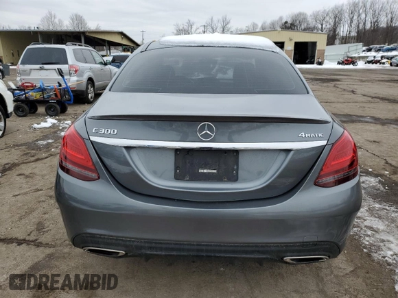 2019 Mercedes-Benz C 300 with VIN WDDWF8EB3KR505178, listed as a Copart auction lot 43122465 with 76,570 mi miles and Salvage title. Bid and sale history available at DreamBid. Image 6.