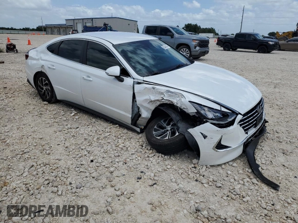 2022 Hyundai Sonata Hybrid Blue with VIN KMHL24JJXNA048348, listed as a Copart auction lot 65349624 with 14,379 mi miles and Salvage Title. Bid and sale history available at carsss.com. Image 4.