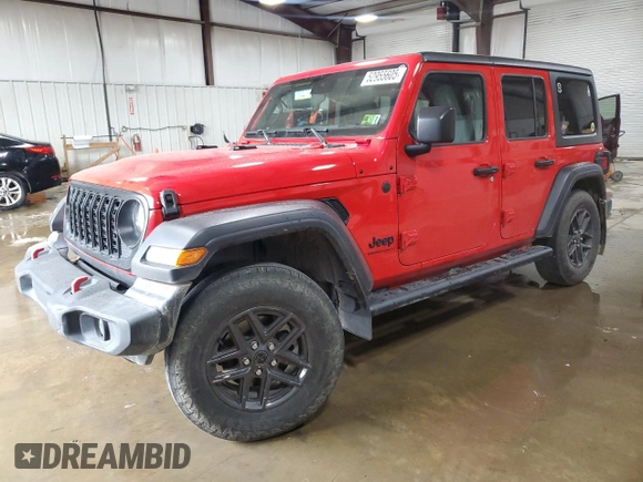 2024 Jeep Wrangler Sport S with VIN 1C4PJXDG5RW177357, listed as a Copart auction lot 52955605 with 8,382 mi miles and Salvage Title. Bid and sale history available at DreamBid. Image 1.