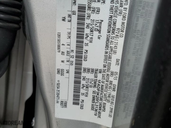 2015 Ford Focus SE with VIN 1FADP3K25FL313619, listed as a Copart auction lot 51701785 with 71,552 mi miles and Salvage Title. Bid and sale history available at carsss.com. Image 12.