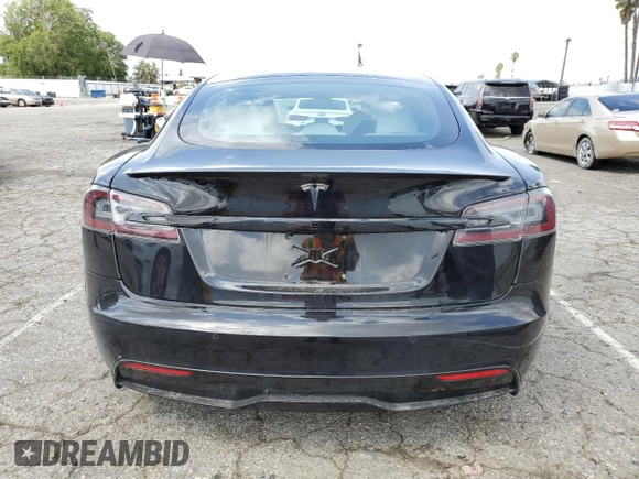 2022 Tesla Model S Plaid with VIN 5YJSA1E69NF460808, listed as a Copart auction lot 48766764 with 12,836 mi miles and Salvage Title. Bid and sale history available at DreamBid. Image 6.