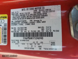 2015 Ford Mustang V6 with VIN 1FA6P8AM1F5346940, listed as a Copart auction lot 49777285 with 104,530 mi miles and Salvage Title. Bid and sale history available at carsss.com. Image 13.