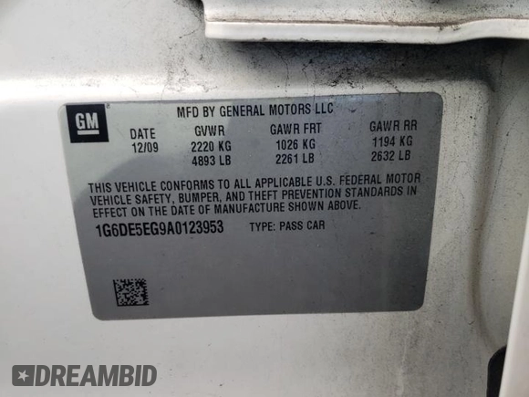 2010 Cadillac CTS Luxury with VIN 1G6DE5EG9A0123953, listed as a Copart auction lot 43164195 with 161,834 mi miles and Salvage Title. Bid and sale history available at carsss.com. Image 12.