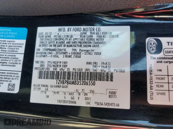 2013 Ford Mustang V6 с VIN 1ZVBP8AM8D5206550, выставлен на аукционе Copart как лот 59400935 с пробегом 157 747 миль миль и Списание • Salvage title. История ставок и продаж доступна на DreamBid. Изображение 12.