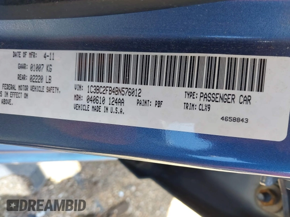 2011 Chrysler 200 Limited with VIN 1C3BC2FB4BN576012, listed as a IAAI auction lot 42066882 with 156,623 mi miles and . Bid and sale history available at DreamBid. Image 9.
