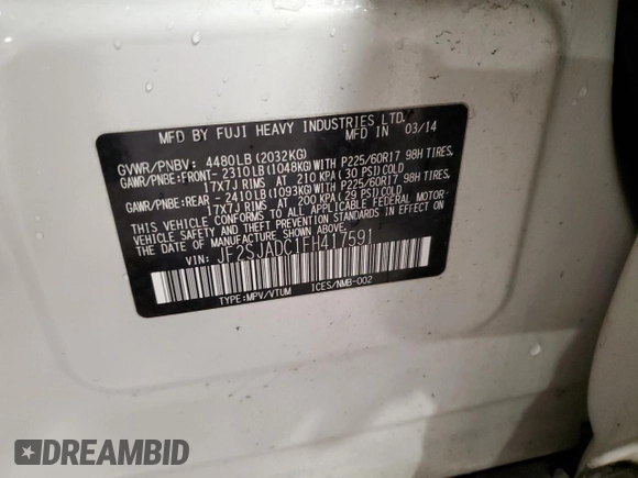 2015 Subaru Forester 2.5i Premium with VIN JF2SJADC1FH417591, listed as a Copart auction lot 54691225 with 81,712 mi miles and Salvage Title. Bid and sale history available at carsss.com. Image 14.