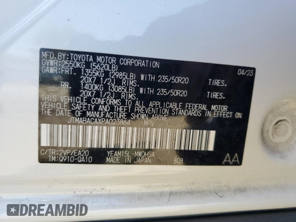 2023 Toyota bZ4X XLE z VIN JTMABACAXPA023864, wystawiony jako Copart lot #60647154 z przebiegiem 6 588 mil mil oraz Szkoda całkowita • Salvage title. Historia ofert i sprzedaży dostępna na DreamBid. Obrazek 13.
