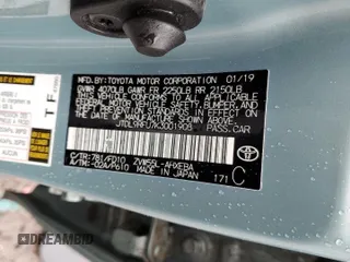 2019 Toyota Prius LE z VIN JTDL9RFU7K3001908, wystawiony jako Copart lot #58657625 z przebiegiem 25 300 mil mil oraz Szkoda całkowita • Salvage title. Historia ofert i sprzedaży dostępna na DreamBid. Obrazek 13.