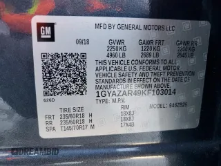 2019 Cadillac XT4 FWD Luxury z VIN 1GYAZAR49KF103014, wystawiony jako Copart lot #46892155 z przebiegiem 27 915 mil mil oraz Szkoda całkowita • Salvage title. Historia ofert i sprzedaży dostępna na DreamBid. Obrazek 12.