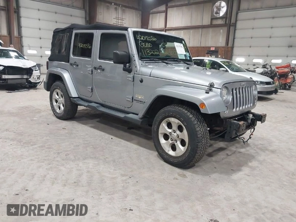 2014 Jeep Wrangler Unlimited Sahara with VIN 1C4BJWEG5EL164350, listed as a IAAI auction lot 42018586 with 113,222 mi miles. Bid and sale history available at carsss.com. Image 1.
