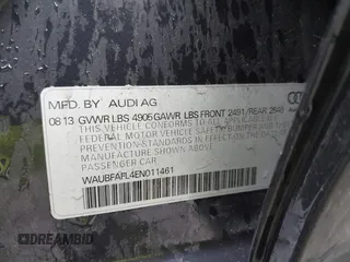 2014 Audi A4 Premium with VIN WAUBFAFL4EN011461, listed as a IAAI auction lot 42200430 with 165,753 mi miles and . Bid and sale history available at DreamBid. Image 9.