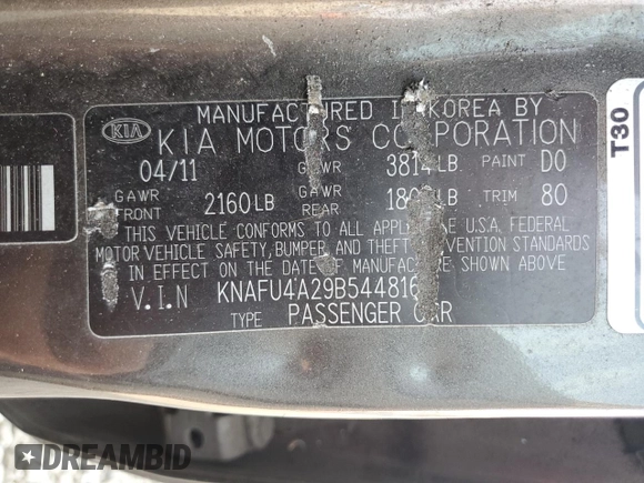 2011 Kia Forte EX with VIN KNAFU4A29B5448164, listed as a Copart auction lot 70078934 with 111,921 mi miles and Salvage Title. Bid and sale history available at carsss.com. Image 14.