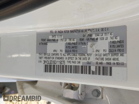 2016 Scion iA z VIN 3MYDLBZV6GY119076, wystawiony jako IAAI lot #41282871 z przebiegiem Nie podano mil oraz . Historia ofert i sprzedaży dostępna na DreamBid. Obrazek 9.