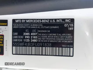 2015 Mercedes-Benz C 300 z VIN 55SWF4JB3FU091838, wystawiony jako IAAI lot #42018413 z przebiegiem 98 338 mil mil oraz . Historia ofert i sprzedaży dostępna na DreamBid. Obrazek 9.