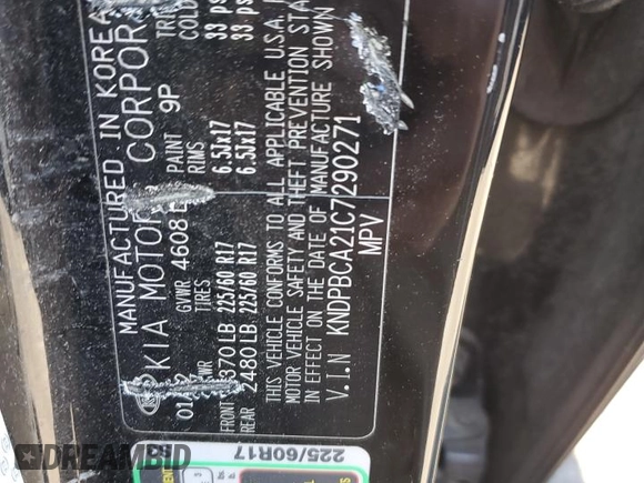 2012 Kia Sportage LX with VIN KNDPBCA21C7290271, listed as a Copart auction lot 48416055 with Not Provided miles and Clean Title. Bid and sale history available at DreamBid. Image 13.