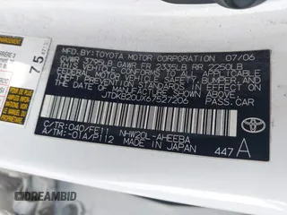 2006 Toyota Prius with VIN JTDKB20UX67527206, listed as a IAAI auction lot 42093925 with 124,256 mi miles. Bid and sale history available at carsss.com. Image 9.