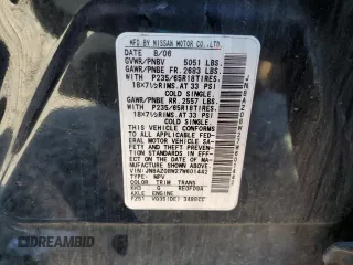 2007 Nissan Murano SL with VIN JN8AZ08W27W601442, listed as a Copart auction lot 47208515 with 186,720 mi miles and Salvage Title. Bid and sale history available at DreamBid. Image 13.