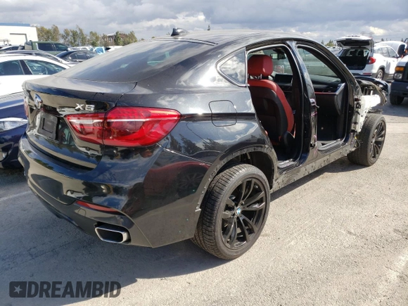 2018 BMW X6 xDrive35i with VIN 5UXKU2C58J0X51623, listed as a Copart auction lot 42808013 with 52,708 mi miles. Bid and sale history available at carsss.com. Image 3.