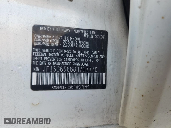 2008 Subaru Forester X с VIN JF1SG65668H717770, выставлен на аукционе Copart как лот 49115905 с пробегом 143 805 миль миль и Списание • Salvage title. История ставок и продаж доступна на DreamBid. Изображение 14.