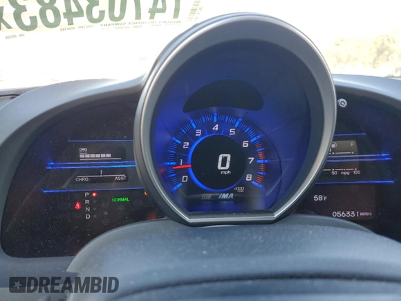 2016 Honda CR-Z LX with VIN JHMZF1D42GS000359, listed as a Copart auction lot 74703483 with 56,331 mi miles and . Bid and sale history available at carsss.com. Image 9.