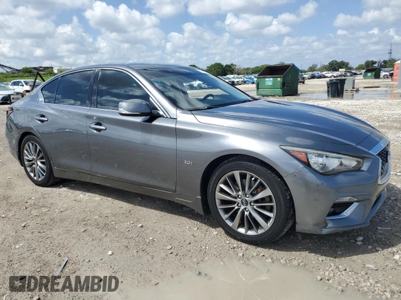 2018 Infiniti Q50 Luxe with VIN JN1EV7AP6JM350922, listed as a Copart auction lot 51506705 with 74,580 mi miles and Salvage Title. Bid and sale history available at DreamBid. Image 4.