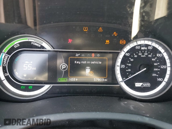 2019 Kia Niro LX with VIN KNDCB3LCXK5264427, listed as a Copart auction lot 61264753 with 57,803 mi miles and Non Repairable. Bid and sale history available at carsss.com. Image 9.